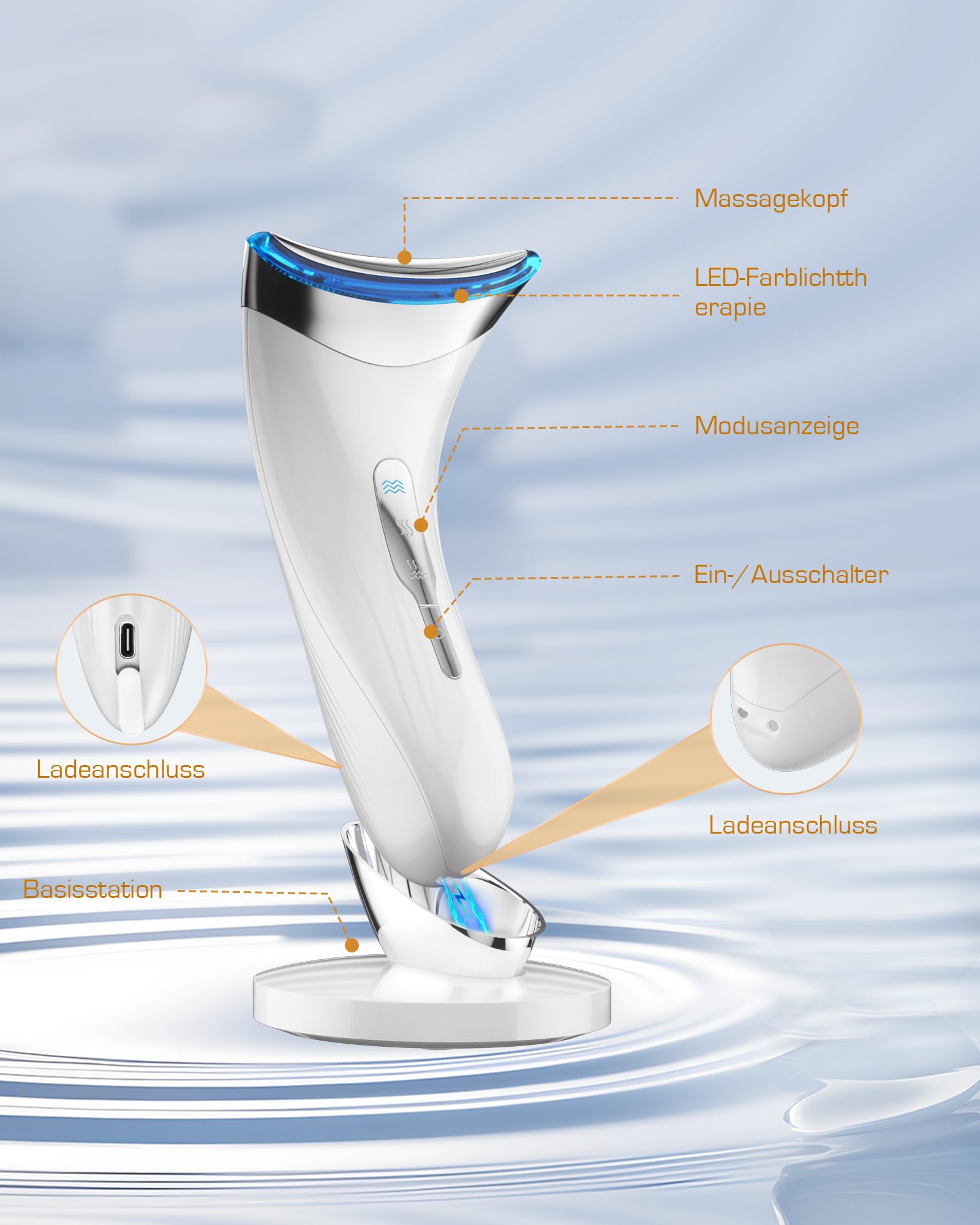 Gesicht Massagegerät Face Gerät Gesichtsmassagegerät: EMS Anti Falten Gesichtsgerät massage lifting mit 3 light Modi - 45℃ Beauty Tool LED Massagegerät Hautstraffung massager für Damen Herren