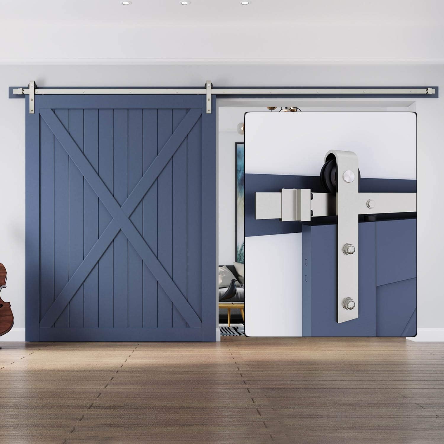 EaseLife 12 FT Brushed Nickel Sliding Barn Door Hardware