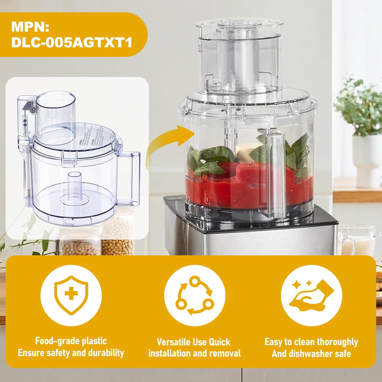 DLC-005AGTXT1 Food Processor Work Bowl Kit, DLC-005AGTX Food Work Bowl & Food Work Bowl Cover DFP-14NWBCT1 Fits for Cuisinart All DFP-14 Models