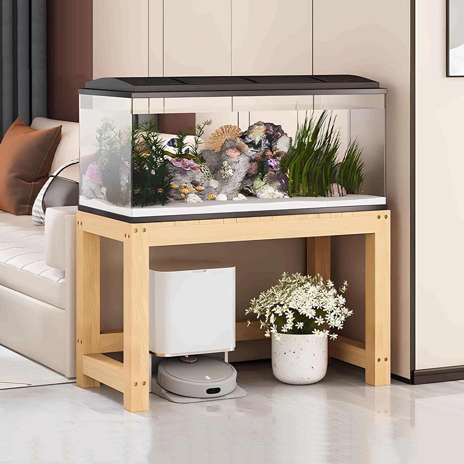 Supporto in Legno per Acquario, Base per Acquario in Pino Massiccio, Tavolo per Acquario, Robusto Supporto per Terrario per Casa,A,150X40X50CM(59X15X19IN)