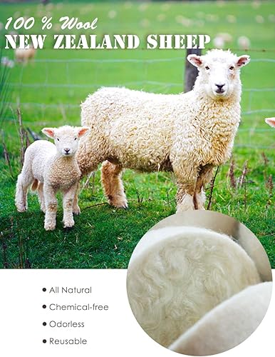 Miniatura 2 de OHOCO - Paquete de 12 bolas de lana para la secadora 6 blancas y 6 grises hechas de lana natural orgánica suavizantes de tela antiestáticas seguras