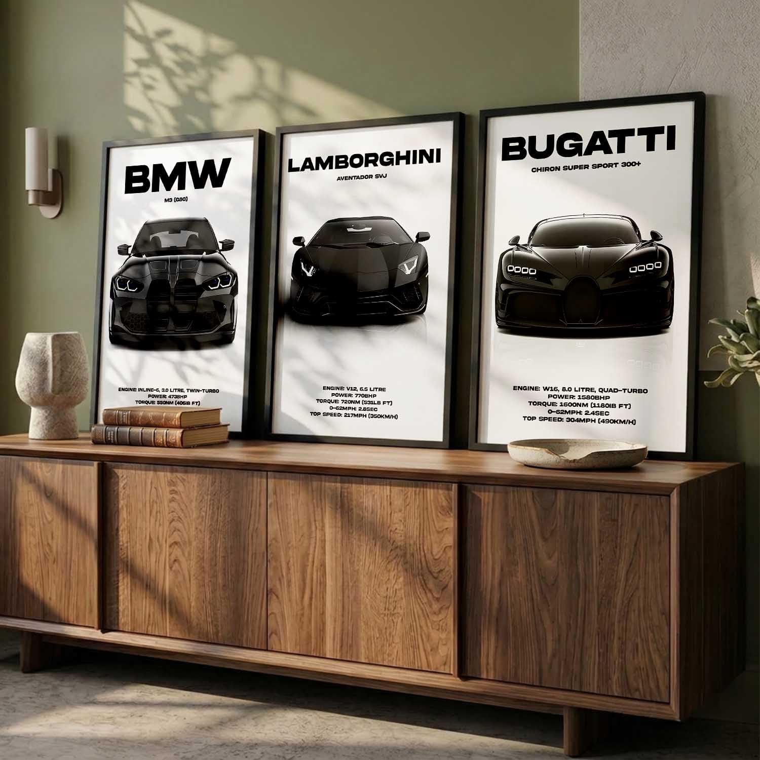 Sports Car Wall Art - Framed Posters for Boys -19 Sports Car Wall Art - Framed Posters for Boys -19