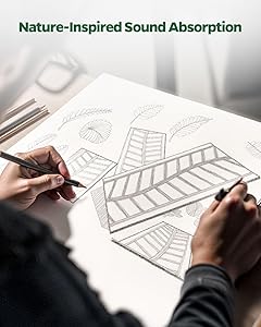 Acoustic Panels for Walls, Ceilings & Doors, 6 Pack Self-Adhesive Sound Absorbing Panels, 17"12"0.4" Decorative Art Tiles - Easy Peel & Stick for Recording Studio, Home Theater, Office Room (Black)