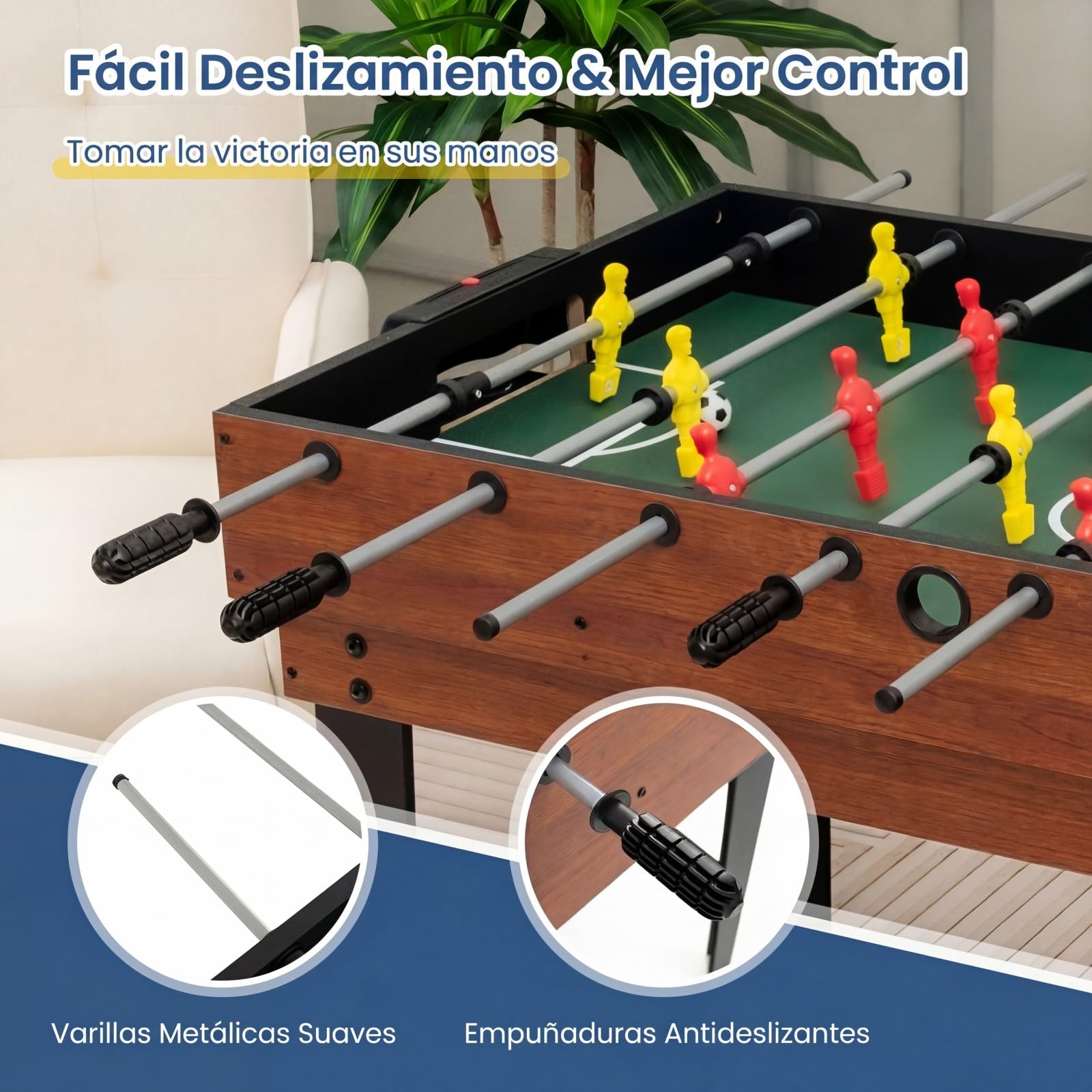 COSTWAY Futbolin, Billar, Hockey, Mesa de Tenis, 4 en 1 Mesa de Multijuegos con Patas y Accesorios, Futbolines para Niños y Adultos para Sala de Juegos, Bares, 125 x 97 x 83 cm