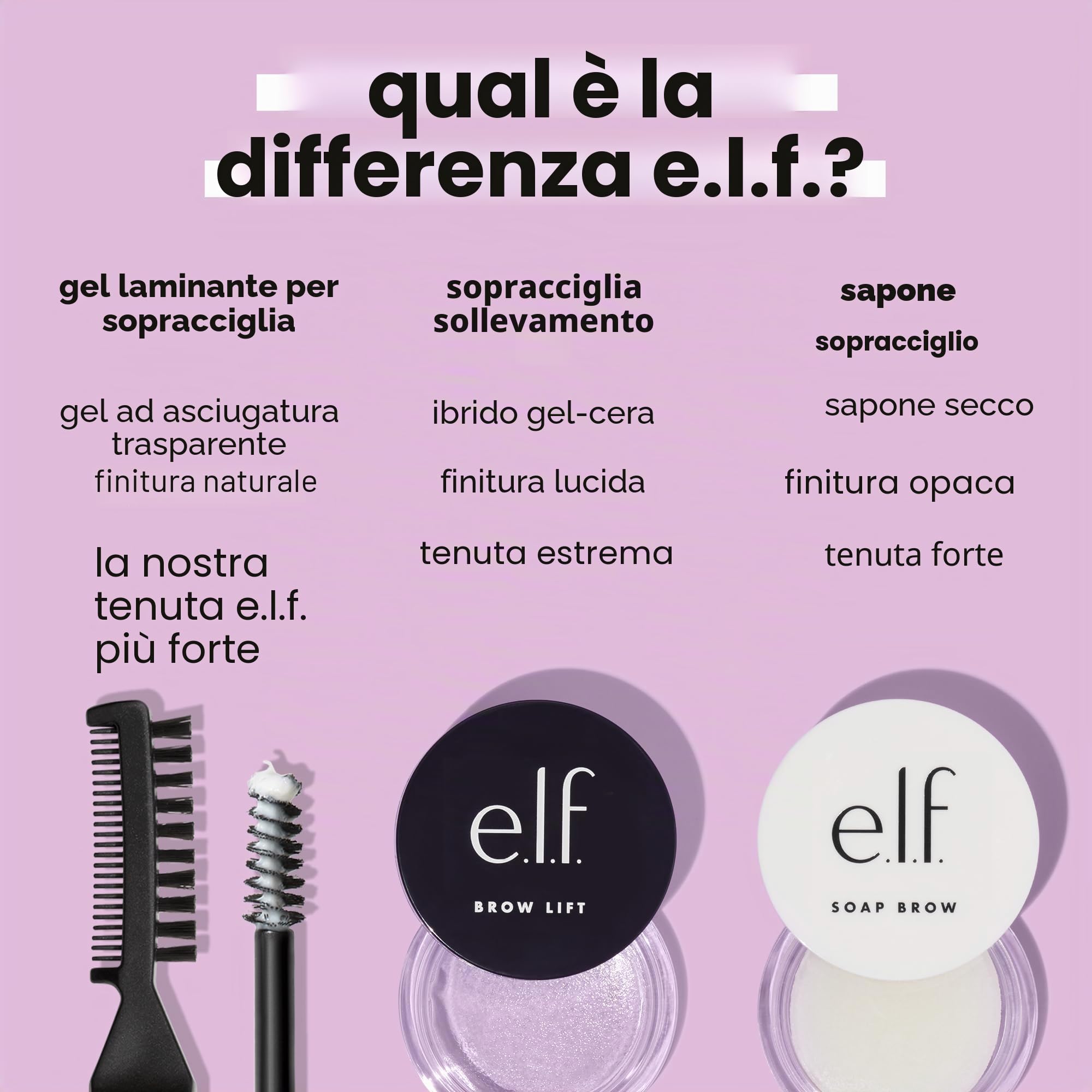 e.l.f. Brow Laminating Gel, gel per sopracciglia ad asciugatura invisibile, fissaggio forte resistente all’acqua, effetto laminato, pettinato e scolpito, prodotto vegano e non testato sugli animali