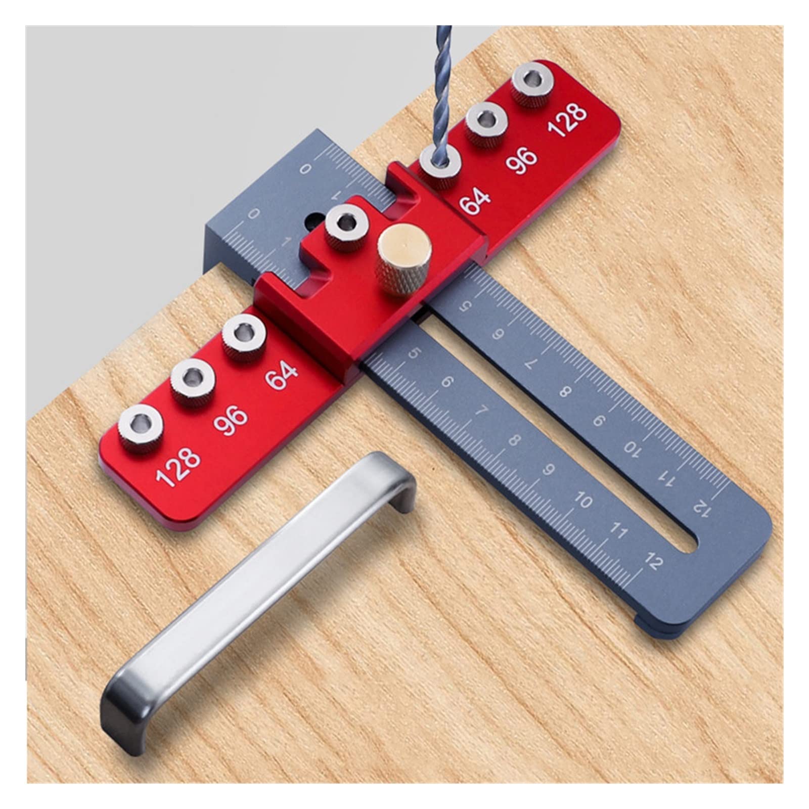Drill Guide Punch Locator Template Ruler Adjustable Woodworking Drilling Locator for Cabinet Handles and Pulls Hole Punch Tool