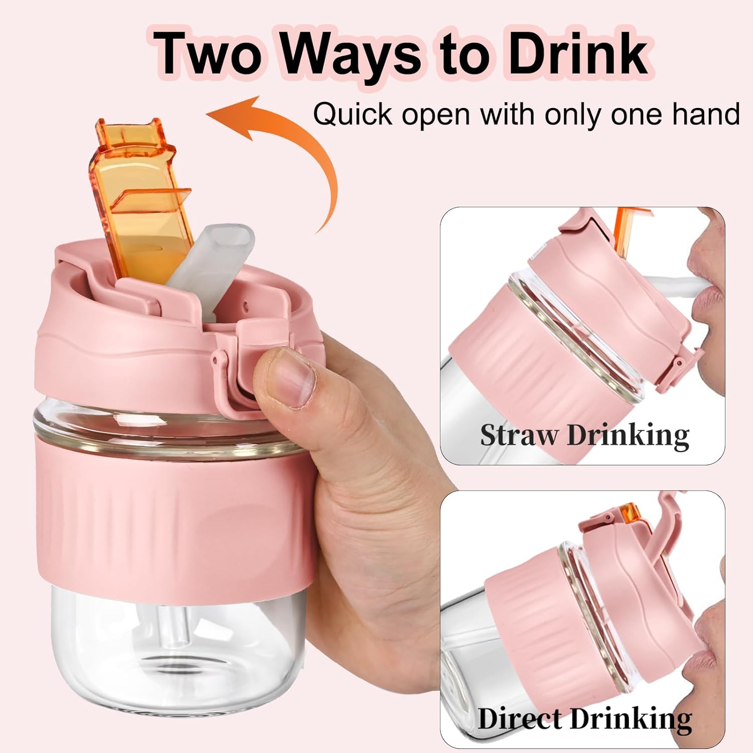 12oz Glass Shaker Bottle, Borosilicate Glass Blender Protein Powder Leak-Proof Shaker Cups for Protein Shakes Mixes with Stainless Steel Shaker Ball - Image 3