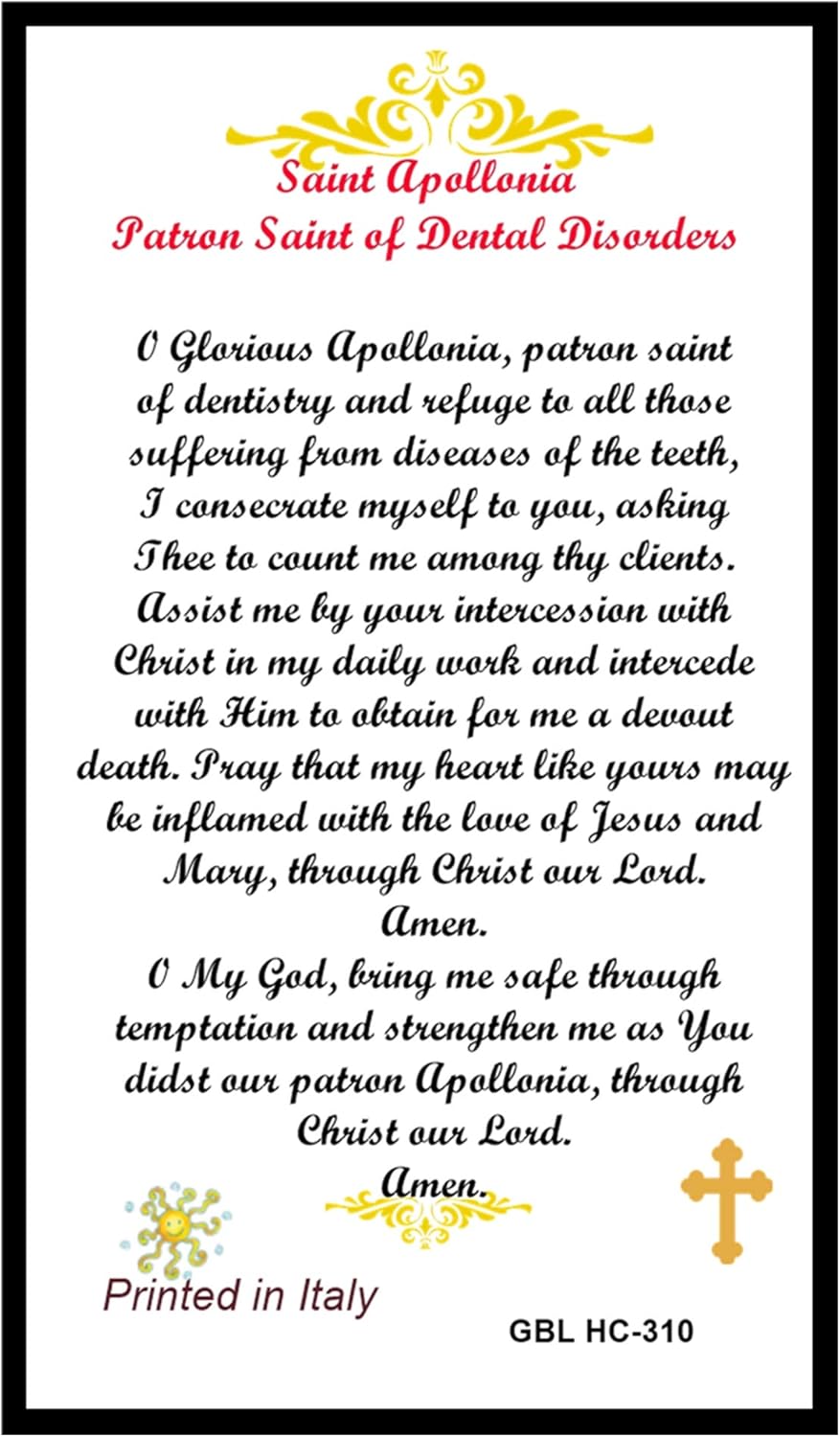 Gifts by Lulee, LLC Saint Apollonia Patron of Dentists and Those with Dental Disease Silver Oxidized Medal Blessed Prayer Card and Set with everything (SET)