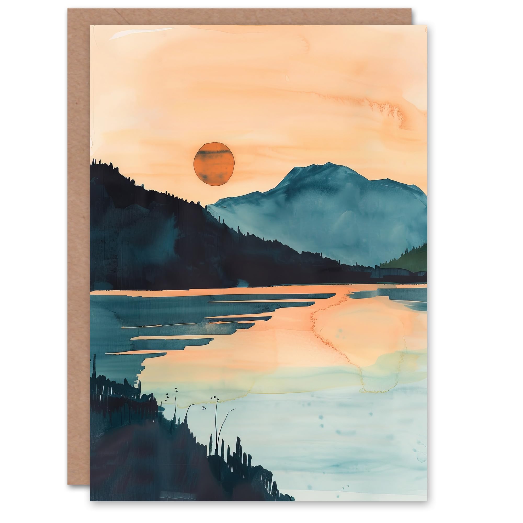 Artery8 Greeting Card Sun Rising Over Loch Shiel Lakeside Mountains Birthday