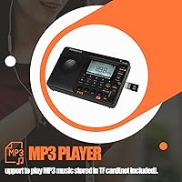Vista 6 de Retekess V115 Shortwave Radio, Digital Radio AM FM, Shortwave Receiver with 1000mAh Rechargeable Battery, Presets, TF/AUX Playback and Recording