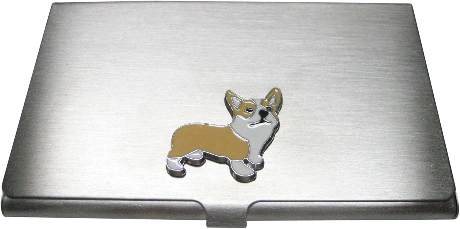 Kiola Designs Beige and White Toned Corgi Dog Business Card Holder