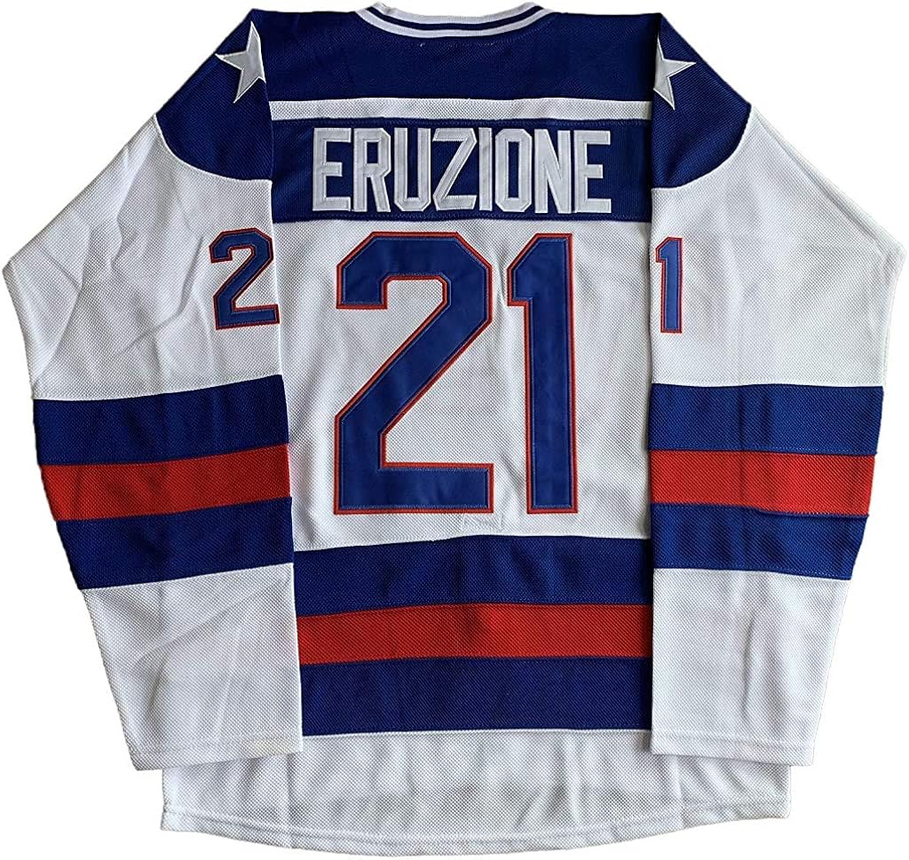 #21 Mike Eruzione 1980 Miracle On Ice Hockey 17 Jack O'Callahan 30 Jim Craig Stitched Hockey Jerseys (21 White, Small) : Sports & Outdoors