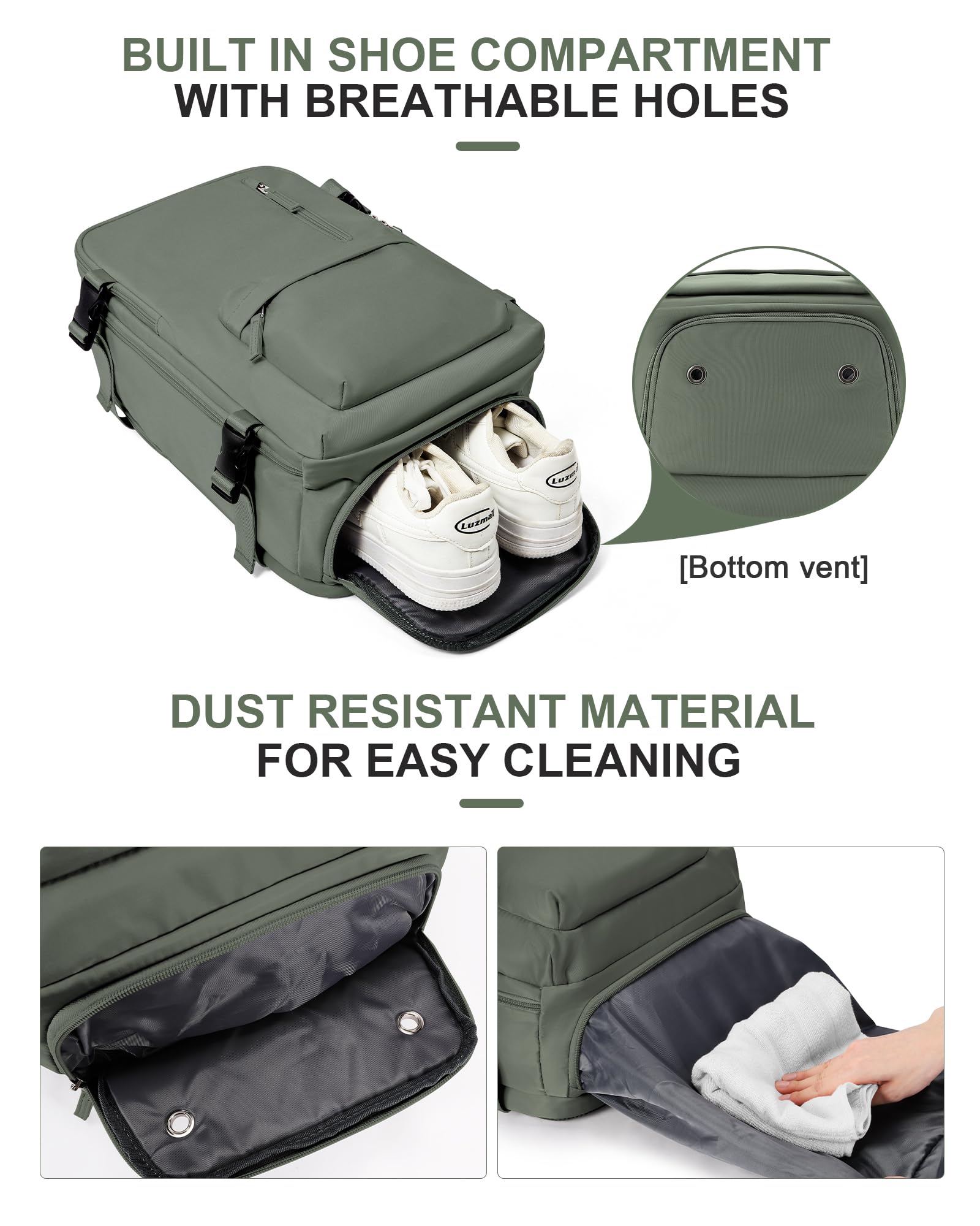 BJLFS Borse da Cabina per Ryanair 40×30×20 Zaino da Viaggio con Sottovuoto Bagaglio a Mano 40x20x25 Easyjet 45×36×20,Zaino Wizzair 40x30x20,Zaino Casual per laptop da 14 pollici per scuola