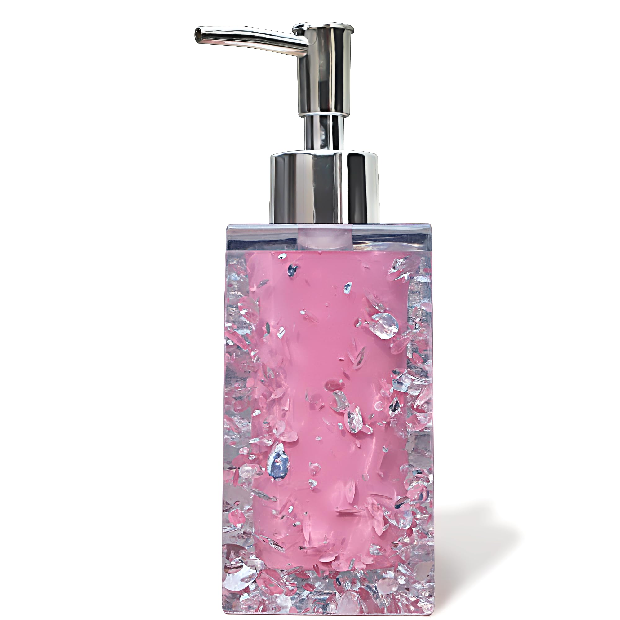 Dispensador de jabón de resina para encimeras de cocina o baño, color rosa