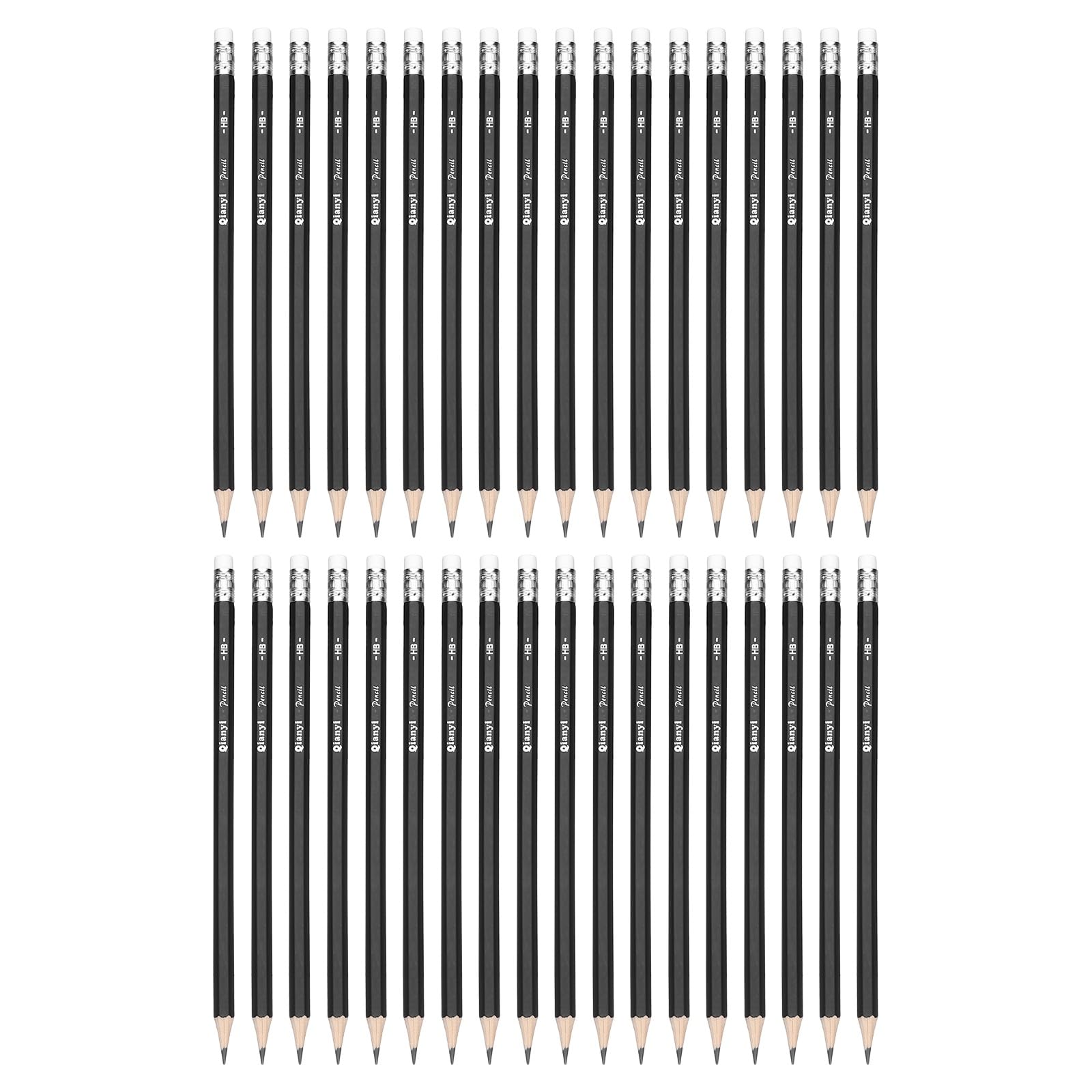 PATIKIL 36Pcs Wood Pencils, Hexagonal Black HB Graphite Pencil Set Pre-sharpened Erasable with Eraser for Daily Home Office Classroom Writing Marking Study Note Supplies, Black