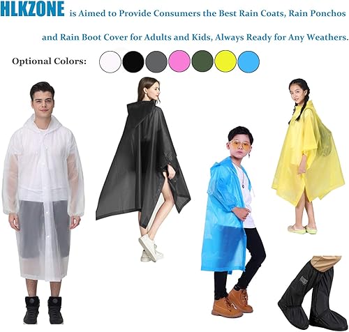 Miniatura 5 de HLKZONE Ponchos de lluvia para adultos, Paquete de 2 Abrigo de lluvia portátil de EVA, chaqueta impermeable reutilizable con capucha con cordón