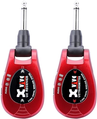 Miniatura 2 de Xvive Sistema inalámbrico de guitarra U2 recargable 2.4GHz Guitarra digital transmisor inalámbrico y receptor para guitarra eléctrica, bajo, violín,