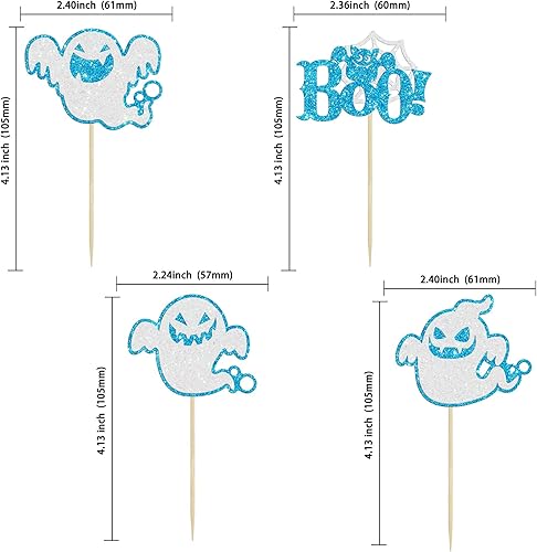 Miniatura 70 de Ephlyn 24 adornos para cupcakes de Halloween con purpurina para Halloween, murciélagos, calabaza, fantasma, decoración de cupcakes para temática