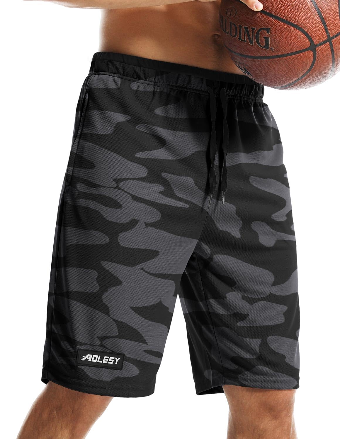 AolesyMen's Basketball Shorts with Zipper Pockets Lightweight Quick Dry 10 Inch Workout Shorts for Men Athletic Gym