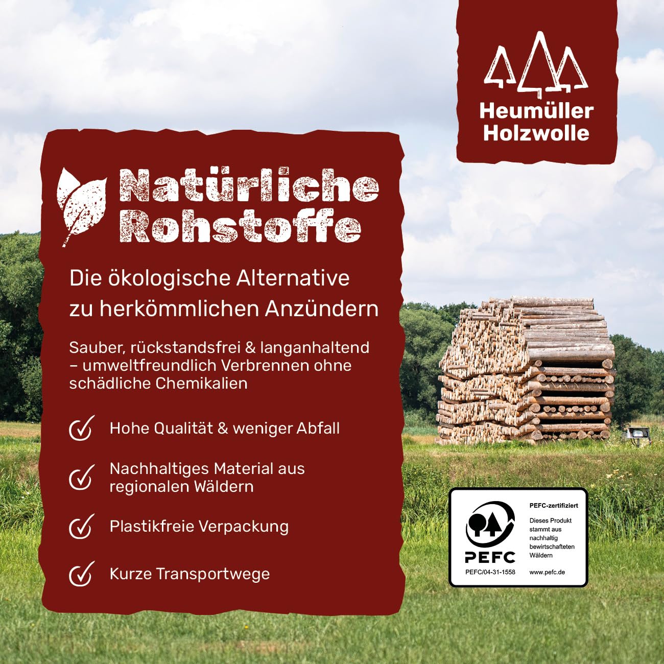 5 kg (ca. 400 Stück) Holzwolle-Anzünder Kaminanzünder | Öko-Anzünder aus Holzwolle & Wachs | Lange Brenndauer & geruchsneutral | Ideal für Kamin, Grill & Feuerstellen