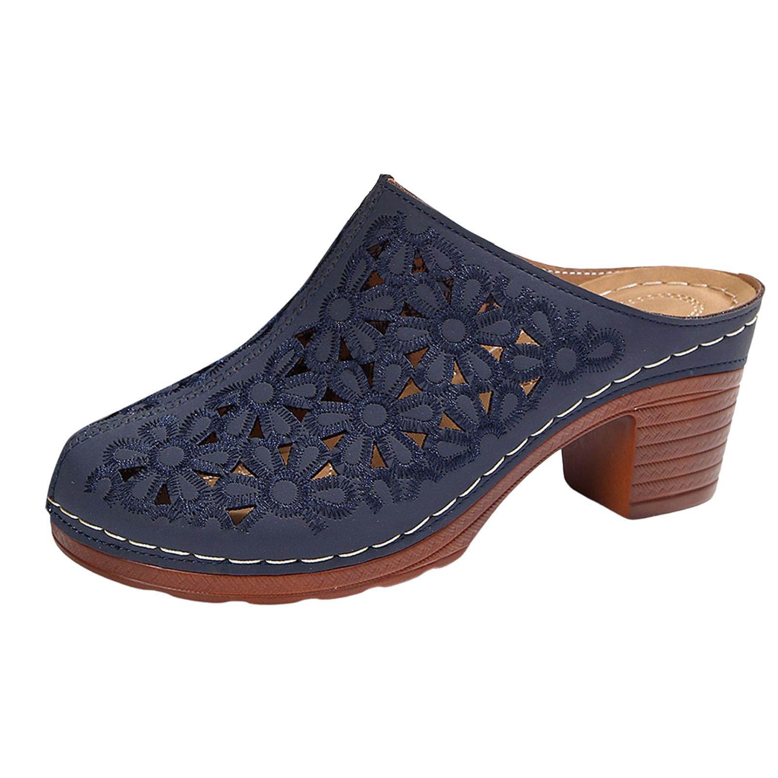 Womens Wedge Sandals 2026 Summer Fashion Closed Toe Comfortable Sandals Womens Breathable Slip On Beach Boho Block Heel Slippers — view 6