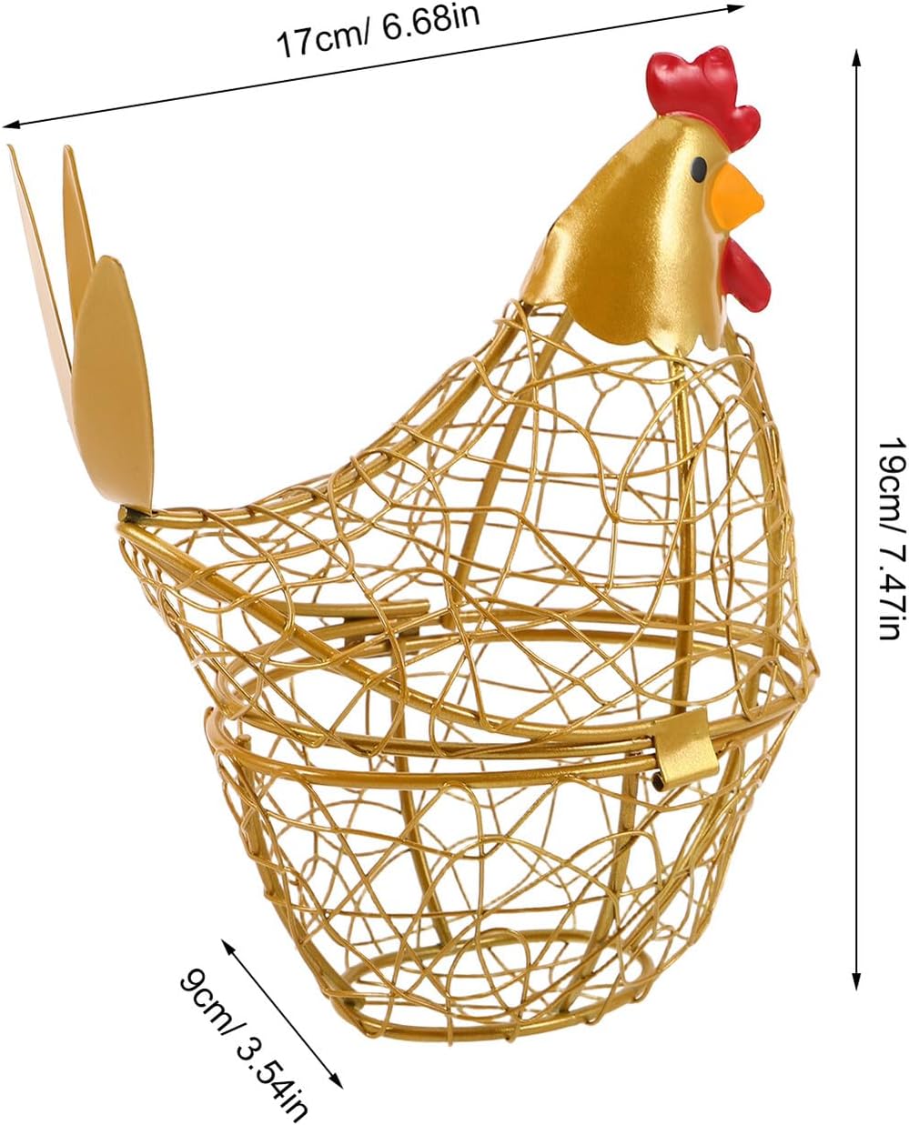 VOSAREA Wire Chicken Egg Basket Metal Countertop Storage Holder Golden Wrought Iron Kitchen Egg Organizer 17x9x19cm Pantry Use