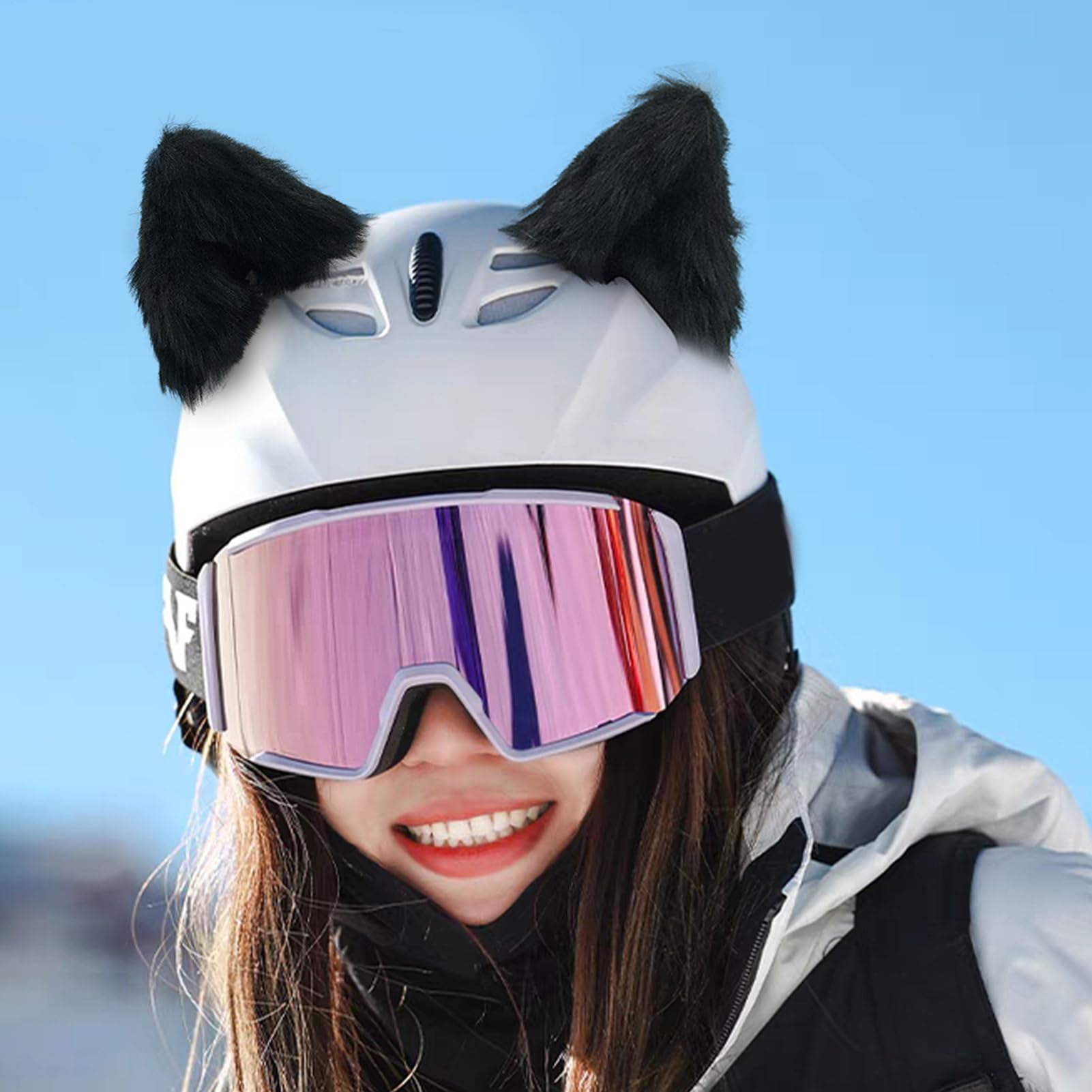 Orecchie da casco da gatto in peluche, copricapo da moto, accessorio decorativo per orecchie da, copertura morbida per casco, accessorio leggero e divertente, per bicicletta