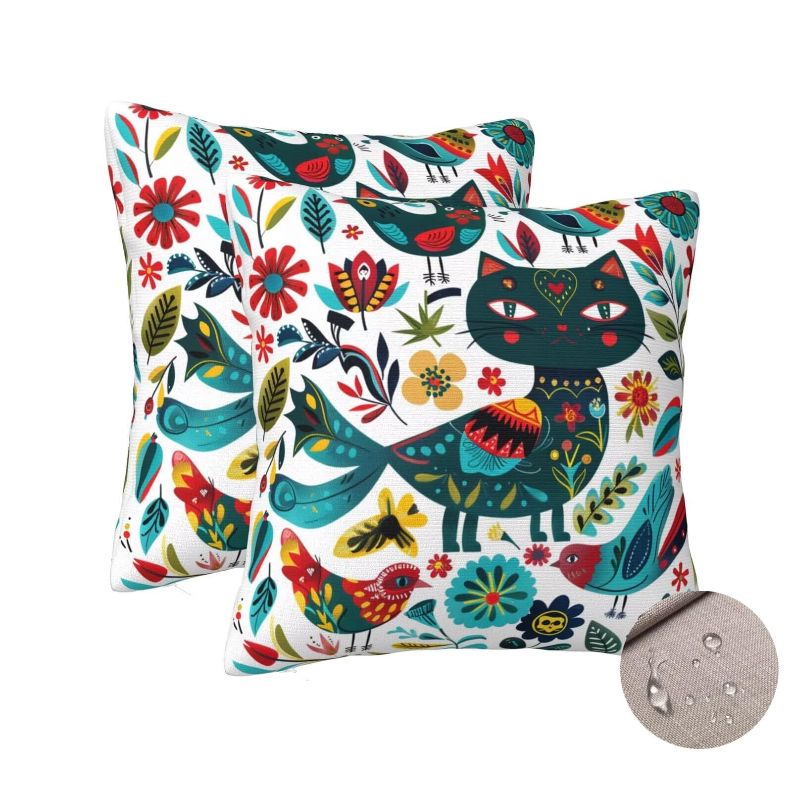 Housses de coussin extérieur imperméable 70x70 cm lot de 2 housse coussin canapé déco patio carré