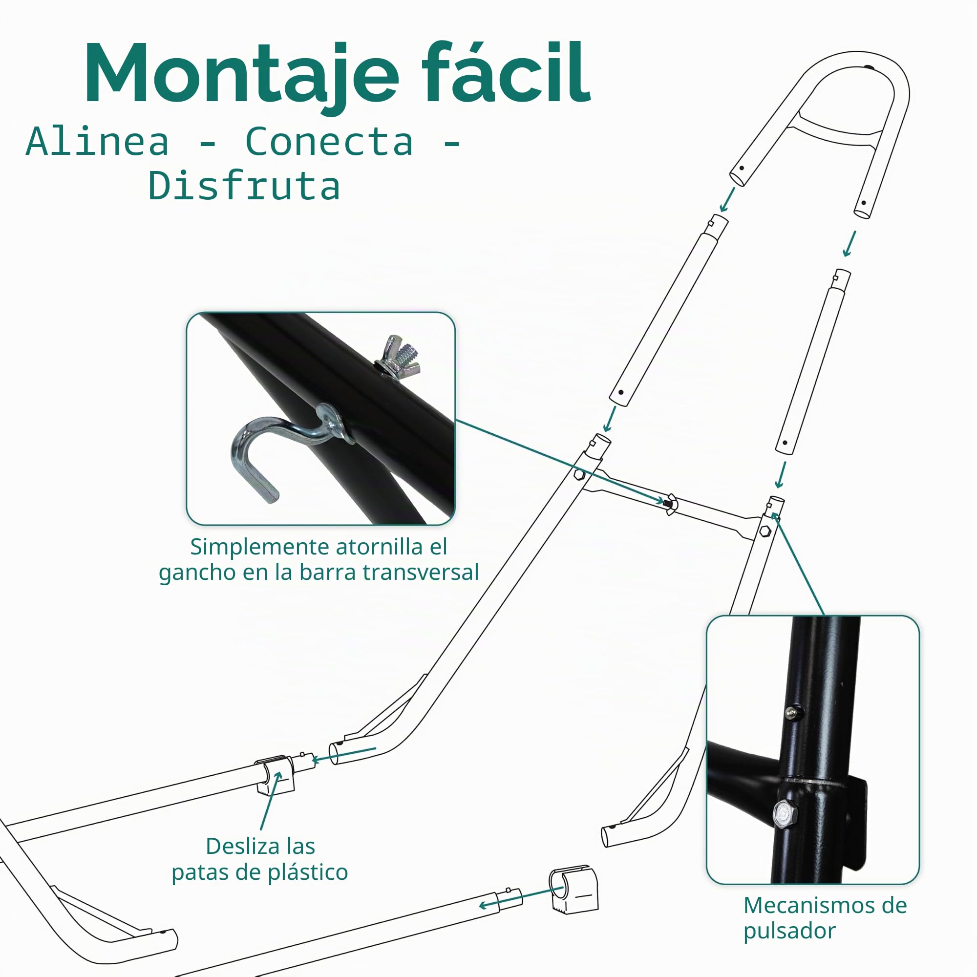 Sunnydaze - Soporte universal para hamaca de acero muy resistente, multiusos, capacidad de 250 kg, para 2 personas, compatible con hamacas de 2,9 a 4,3 m de largo, varios colores disponibles