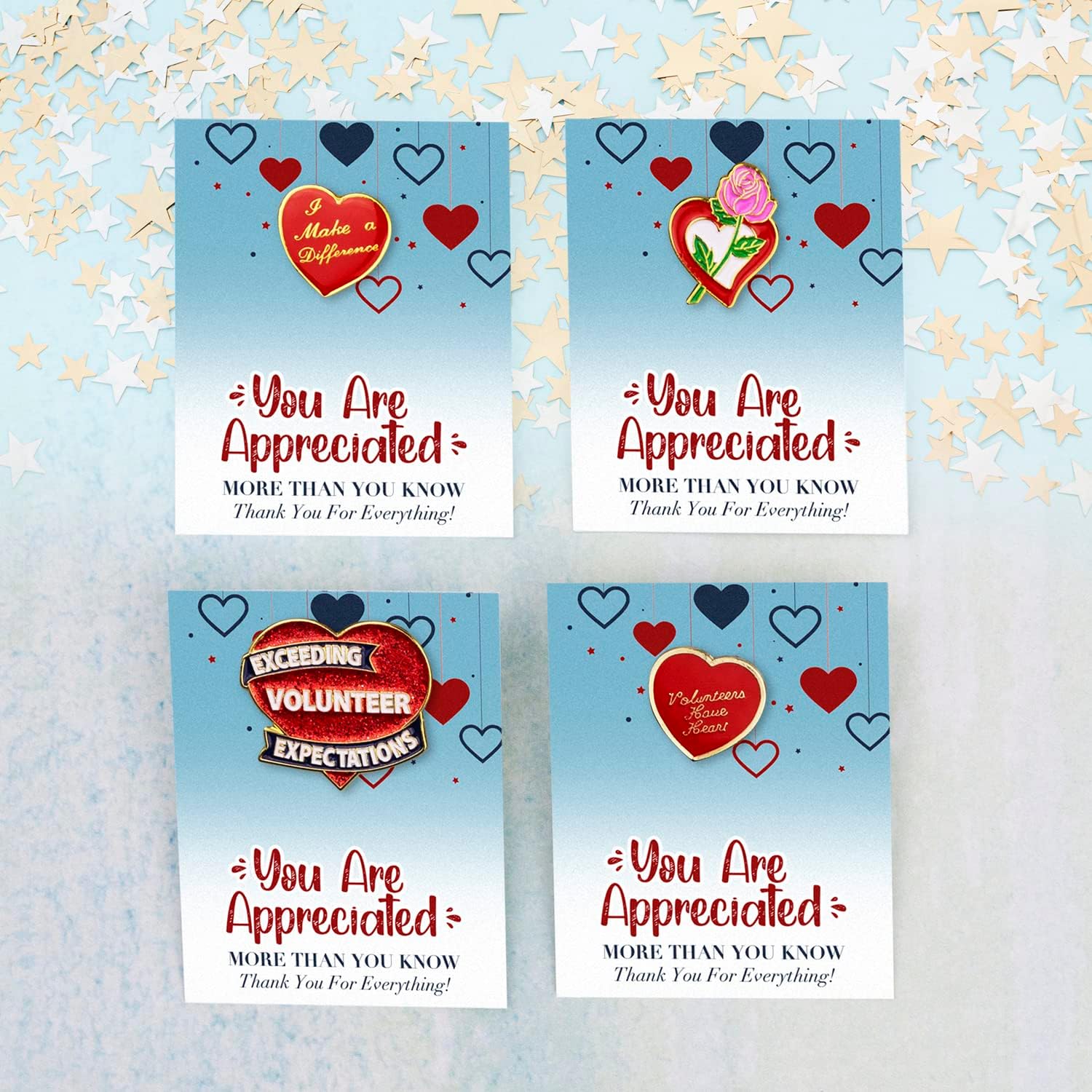 SHOP AWARDS AND GIFTS Volunteer Appreciation Lapel Pins Thank You Reward Recognition Award Gifts, Set of 4, Poly Bagged