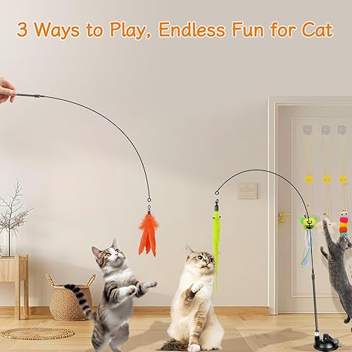 Miniatura 2 de Juguete interactivo de plumas para gatos, juguetes interactivos de plumas para gatitos, teaser para gatos de interior, juguetes reutilizables con