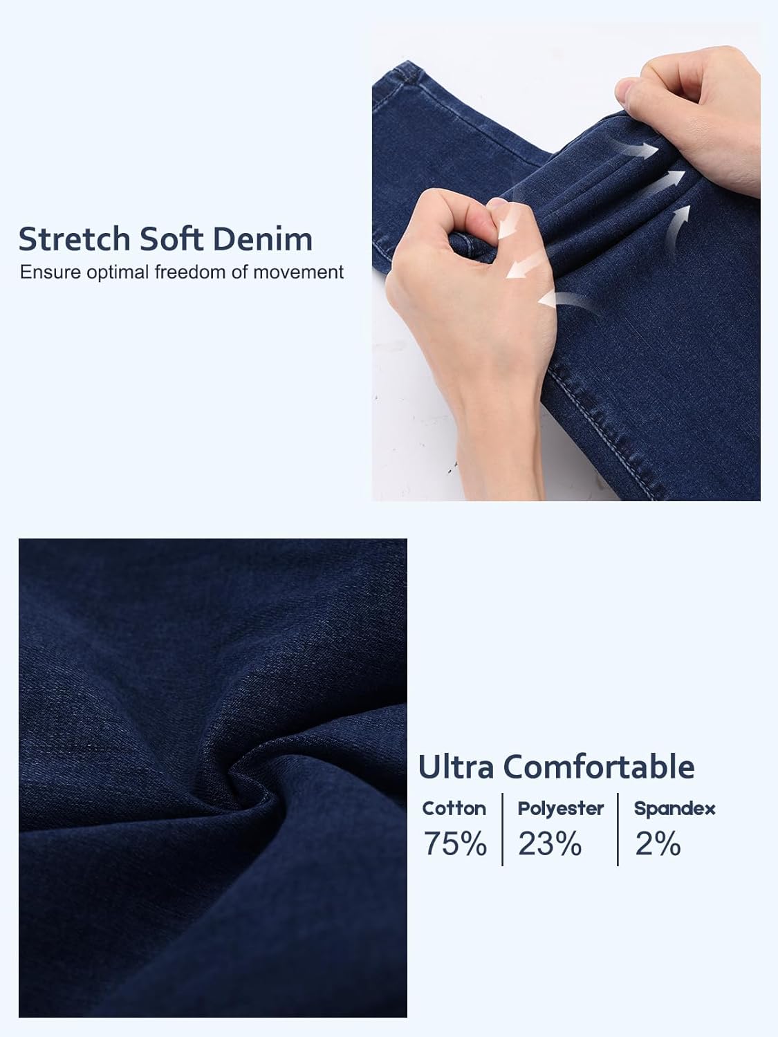 Pull on Skinny Jeans for Women, Stretchy High Waisted Leggings Trendy Tummy Control Demin Jegging with Pockets - Image 4