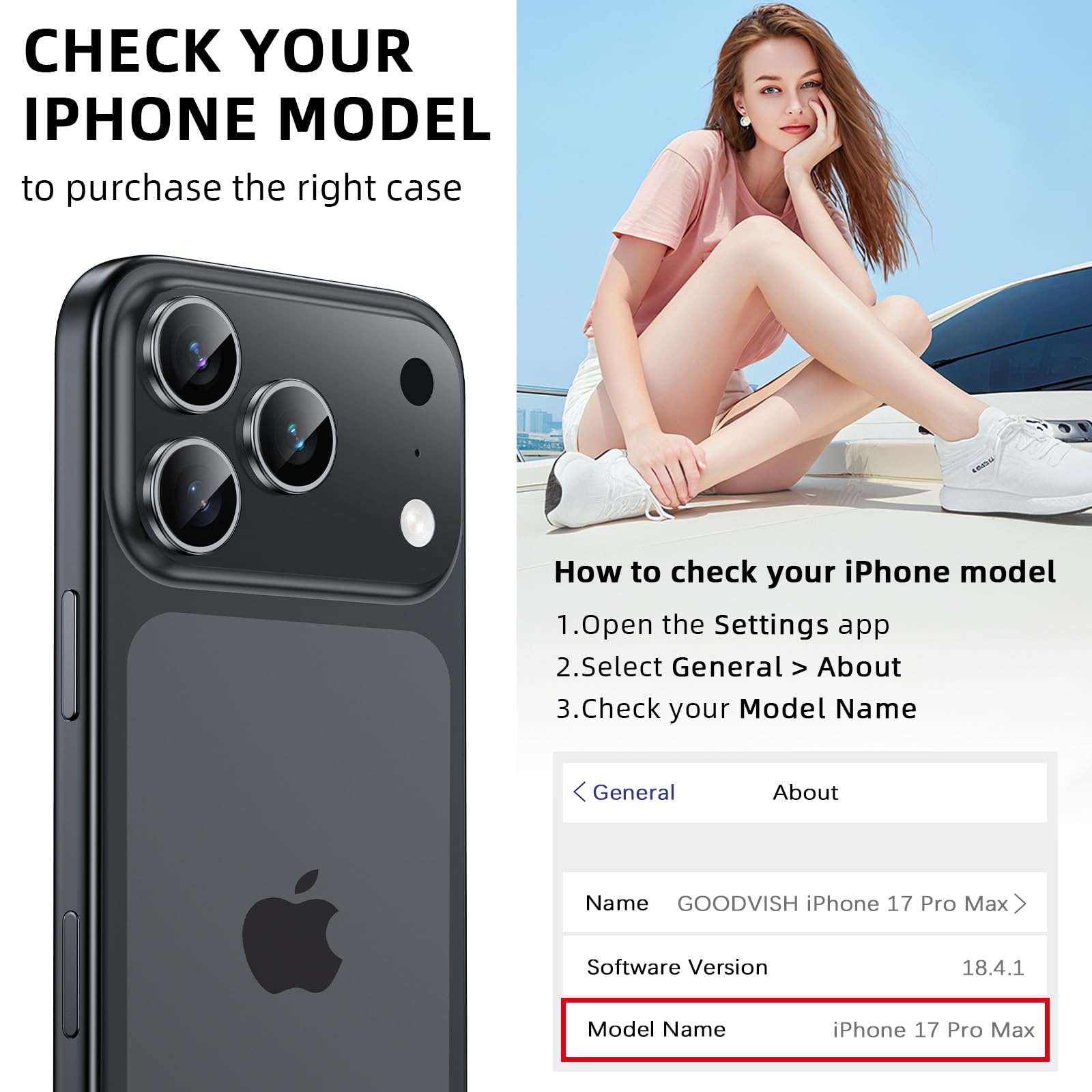 GOODVISH Cover Trasparente con Cordino per iPhone 17 Pro Max, Custodia con Regolabile Collana per iPhone 17 Pro Max 6.9", [Antiurto] [AntiGraffio] [Antiscivolo] Case con Laccio Tracoll,Color Crema