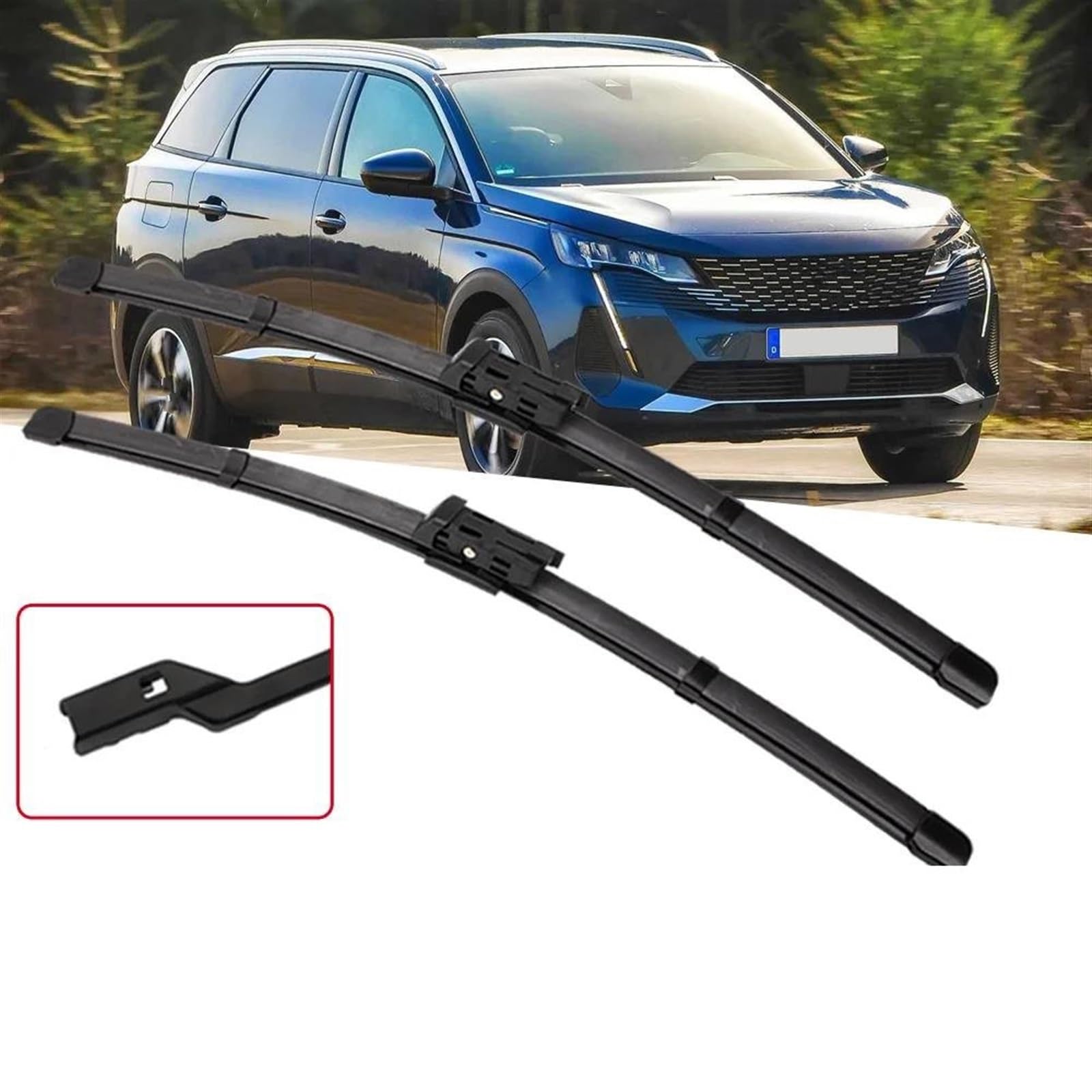 Para Peugeot 5008 2017-2021 limpiaparabrisas de coche RHD y LHD delanteros ajuste botón accesorios automóvil Escobillas De Limpiaparabrisas(Right Steering2)