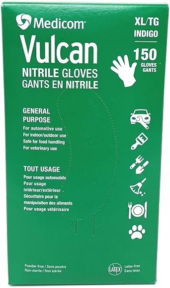 MEDICOM VULCAN NITRILE GLOVES, 150 COUNT X-Large