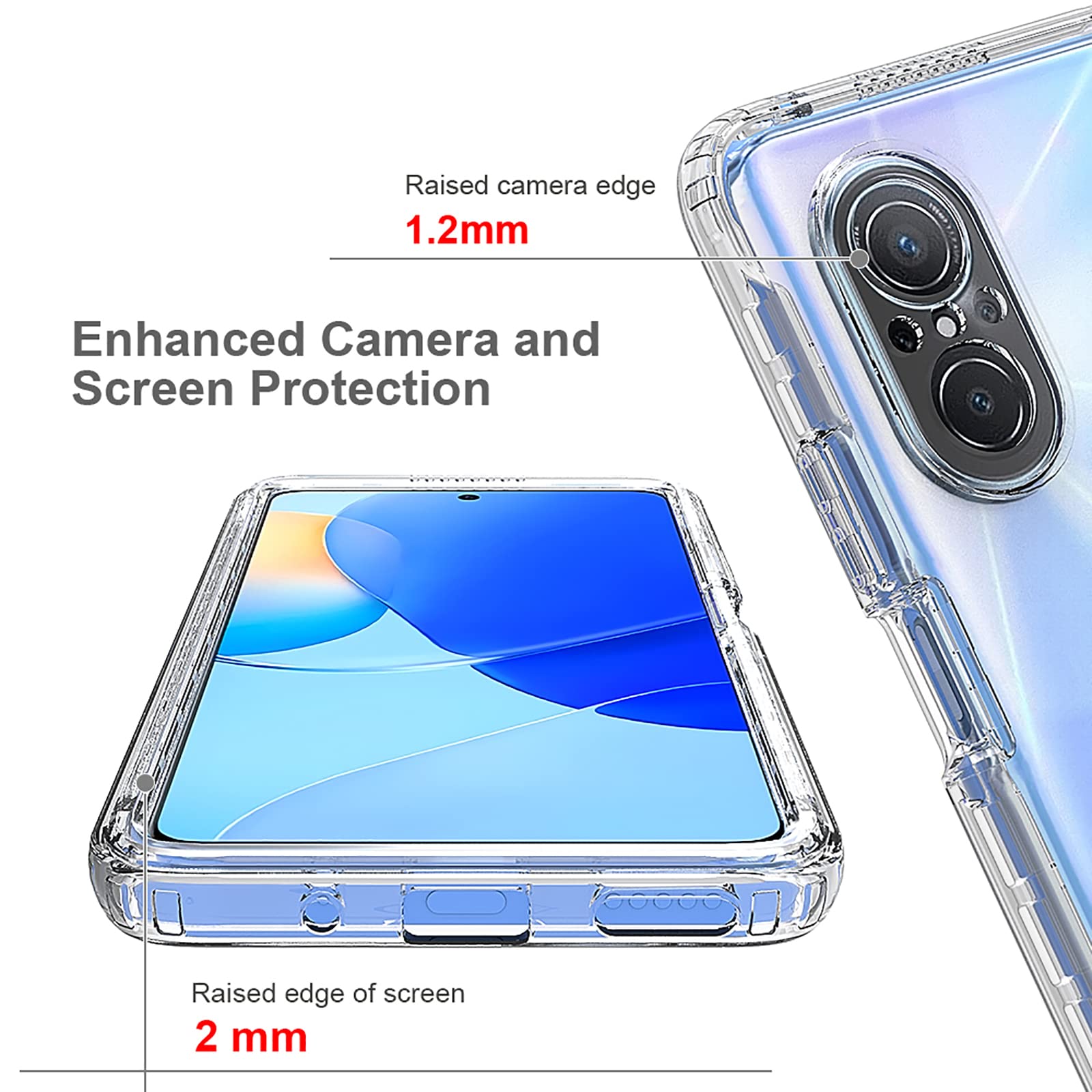 FTRONGRT Cover per Huawei Nova 9 SE, Custodia Protezione in Morbida Silicone TPU, Durevol, Anti Shock, Custodia per Huawei Nova 9 SE (Rosso