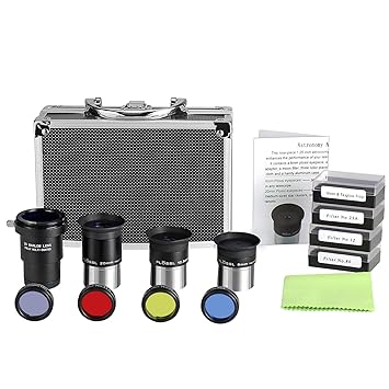 1.25 Inch Astronomical Telescope Accessory Set with Carry Case - Telescope Pl'ssl Eyepiece Set, Filter Set, 2X Barlow Lens