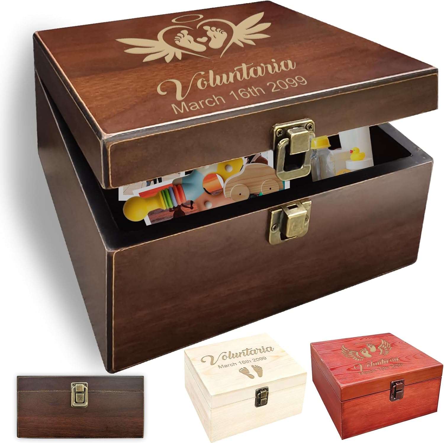 Personalized Wooden Keepsake Box for Baby Custom Engraved Memory Storage Boxes Newborn Baby Shower Gifts for New Parents