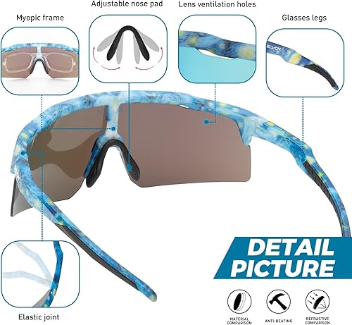 Miniatura 3 de Gafas de ciclismo polarizadas para hombre, gafas de bicicleta de montaña, 3 lentes deportivas, gafas de sol MTB para montar en bicicleta, correr
