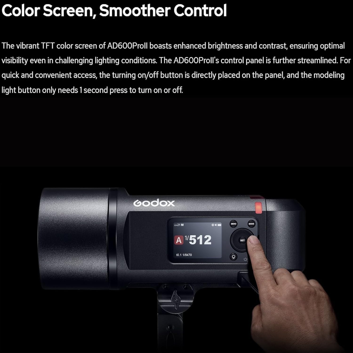GODOX AD600 Pro II 600W G87 TTL 2,4GHz 1/8000s HSS Flash Exteriores,Tiempo de Reciclado 0,01-0,9s,Luz Modelado LED Bicolor de 40W para Canon,Sony,Nikon,Fujifilm,Olympus,Panasonic,Pentax,Leica Cámaras