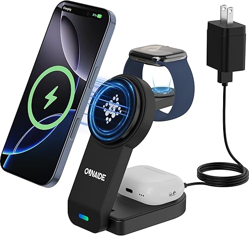 Cargador inalámbrico magnético para Apple MagSafe, estación de carga inalámbrica 3 en 1 para Apple Watch y iPhone, soporte de cargador plegable disponible en Yaxa Guatemala