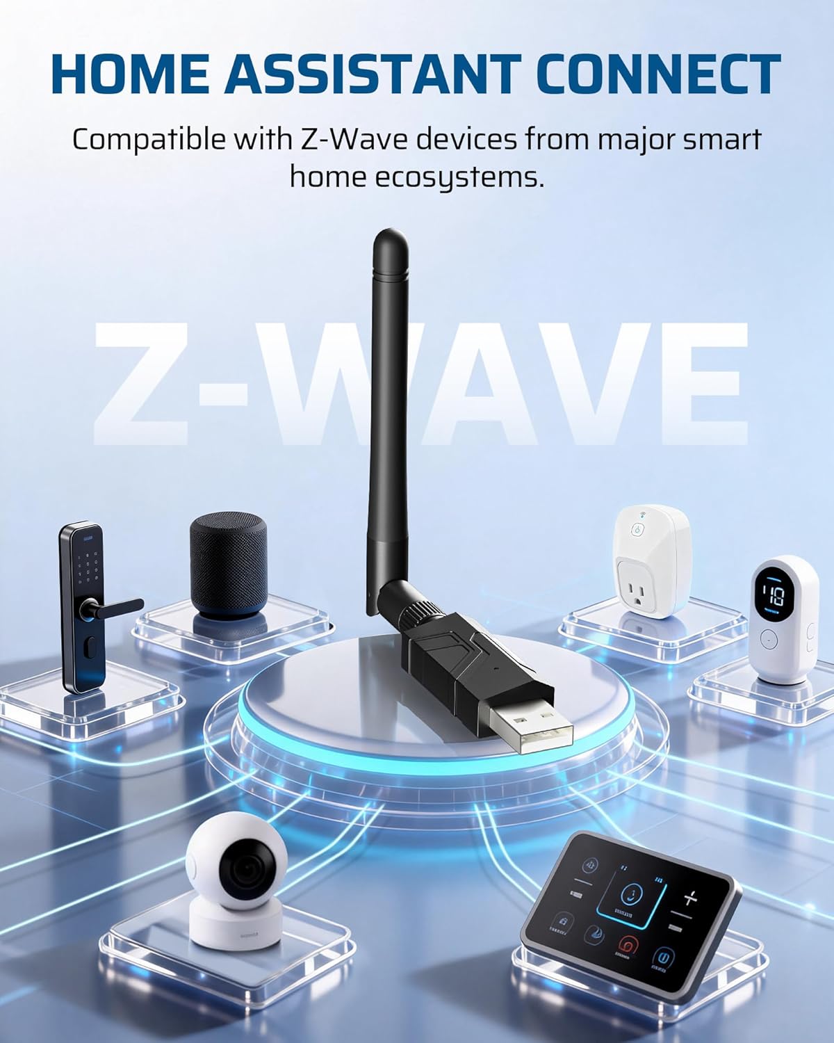 DEWENWILS 800 Z-Wave Dongle, Long Range S2 USB Stick, Compatible with Home Assistant & Other Smart Home Hubs, Plug & Play USB Controller for DIY Smart Home