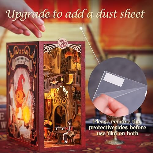 Miniatura 7 de Cutefun Habitación común de llamas, sala común de nebulosa, kits de rincón de libros para adultos - Casa de muñecas de madera - Rompecabezas 3D con