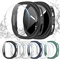 Vista 12 de Pack de 12 fundas para Samsung Galaxy Watch 6 de 40 mm, protector de pantalla con cubierta de policarbonato duro y película protectora de vidrio