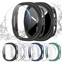 6+6 Pack Samsung Galaxy Watch 8 40mm Screen Protector Case, Hard PC Bumper + HD Anti-Fog Tempered Glass Protective Film Waterproof Face Cover Set for Galaxy Watch 8 40mm Accessories