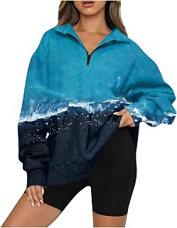 Oversized Sweatshirt Women Quarter Zip Pullover Women Crewneck Pullover Sweatshirt Floral Sweatshirt Elegant Womens Sweatshirt Crewneck Sweatshirt Autumn Clothes Zip Hoodies for Women
