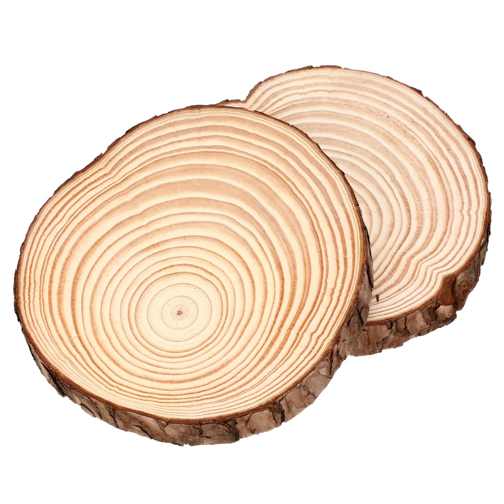 Artibetter Dischi di Legno Rotondi Rustici 2 Pezzi Base Versatile Facile da Intagliare con Corteccia Non Finiti Decorazioni da Parete Naturali per Artigianato