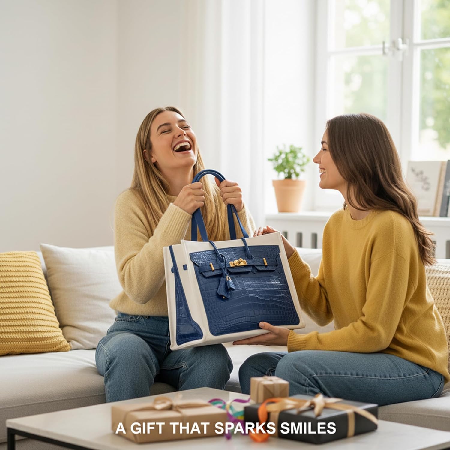 Chic Canvas Tote with Luxury-Inspired Print – Funny Gift Bag for Women, Stylish Holiday Present, Foldable Everyday Carryall - Image 2