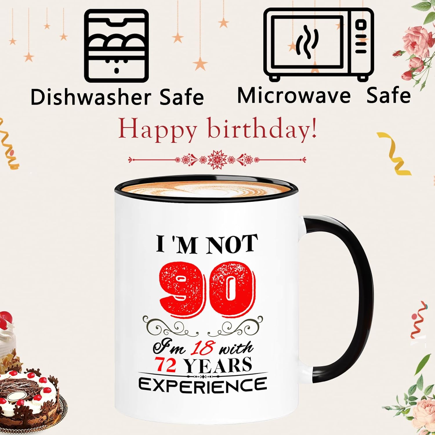 1936 90th Birthday Mug for Women Men, Turning 90 Year Old Birthday Gifts for Mom, Dad, Wife, Husband, Grandma, Grandpa, Sister, Best Friends, Coworkers, Her, Him, 11oz Coffee Cup - Image 3