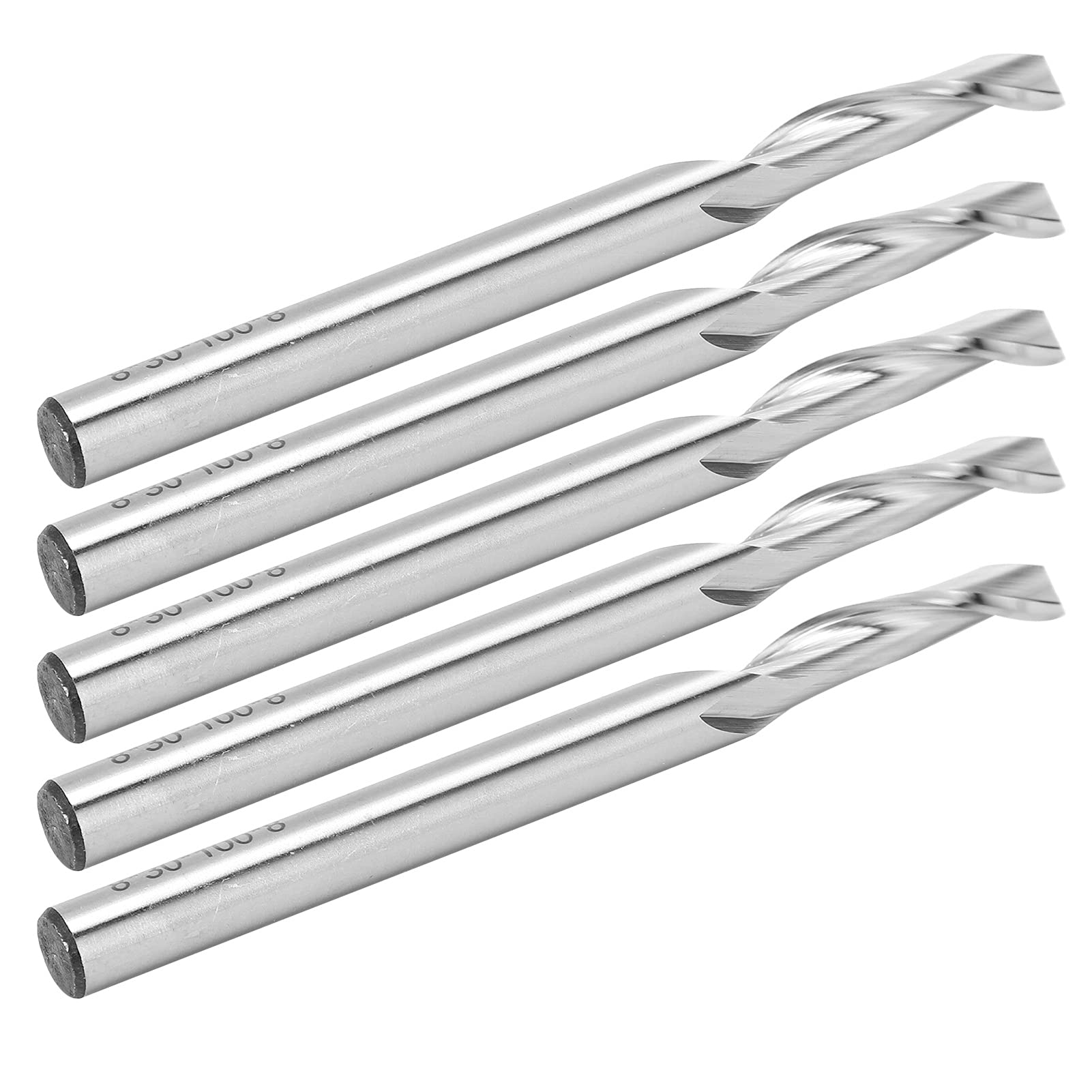 Juego de 5 brocas de grabado de fresa en espiral de flauta única de acero de alta velocidad para fresadora CNC y carpintería